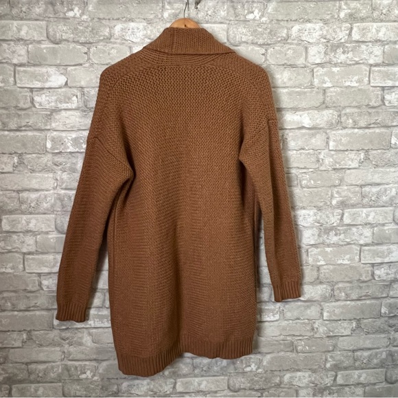 Marine Layer Women Large Chunky Knit Long Cardigan Merino Wool Blend Rust Orange - Picture 2 of 8